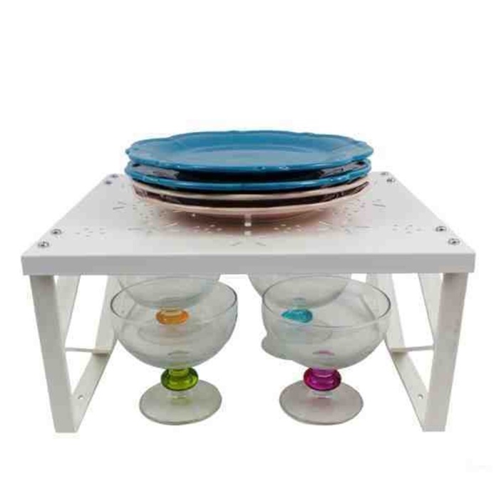 Dolap İçi Plastik Ayaklı Metal Raf Düzenleyici Beyaz