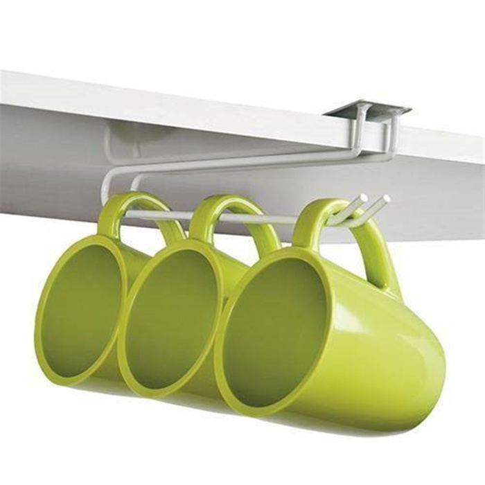 Biyomak® Raf Altına Takılabilen Metal Portatif Bardak Fincan Askılığı