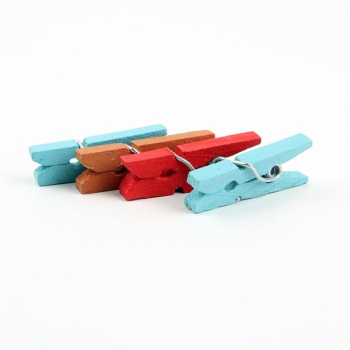 Renkli Dekoratif Fotoğraf Albüm Mini Ahşap Mandal ~100 adet