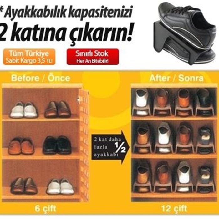 Tekli Ayakkabı Rampası Siyah