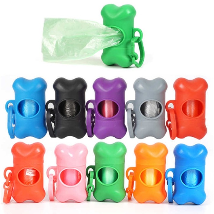 Köpek Kemik Şeklinde Plastik Kaka Poşetlik 1 Yedekli