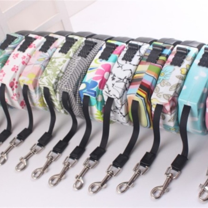 Biyomak® Desenli Makaralı Otomatik Köpek Gezdirme Tasması 5 Mt