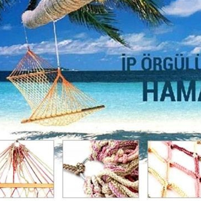 ® İp Örgülü Ekonomik Ahşap Hamak Tek Kişilik