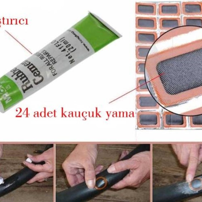 Bisiklet Lastik Yama Seti 25 Parça Solüsyon+24 Adet Yama