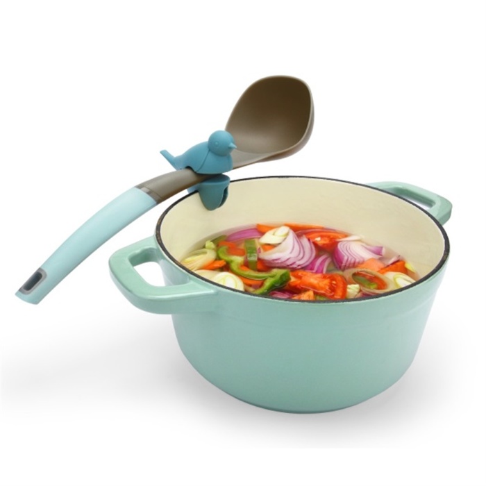 Biyomak® Pot Clip Tencere Kenarı Silikon Kuş Şeklinde Kaşık Kepçe Tutucu