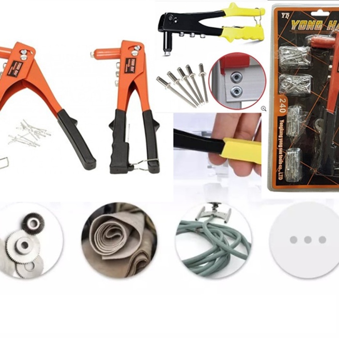 ® Yeni Ürün 4 Çeşit Perçin Kalınlık Tek Yönlü El Perçin Tabancası 40 Yedekli