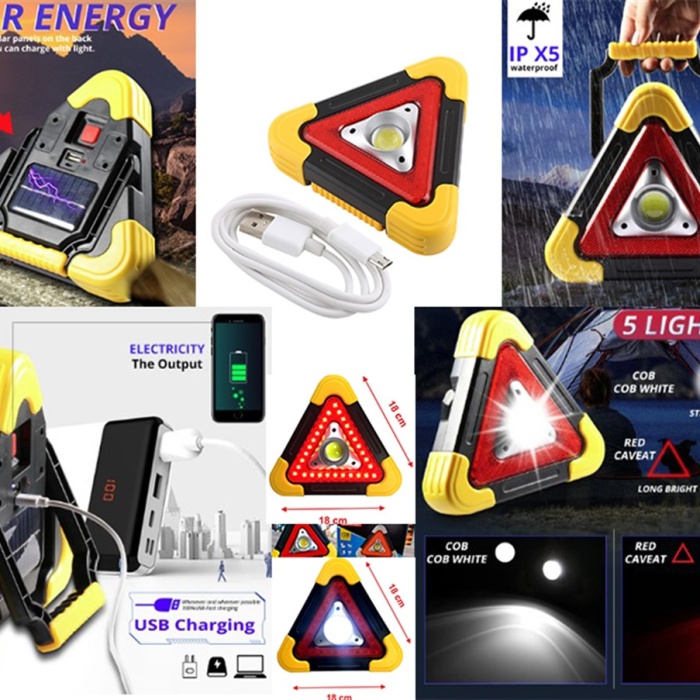 ® Usb ve Solar Şarj Led Su Geçirmez Kamp Feneri Reflektör Powerbank