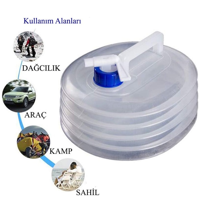 Musluk Kapaklı Akordiyon Portatif 10 Litre Bidon Container Kova