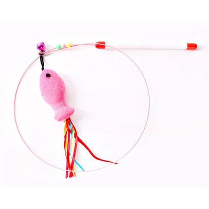 Biyomak® Kedi Oyuncak Peluş Balık Hedef Çıngırak Oyun Oltası 90 cm