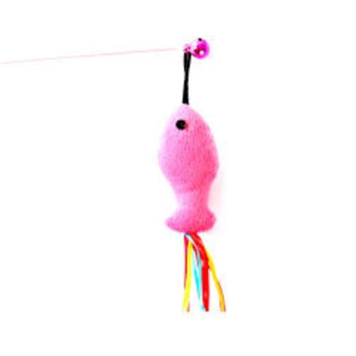Biyomak® Kedi Oyuncak Peluş Balık Hedef Çıngırak Oyun Oltası 90 cm