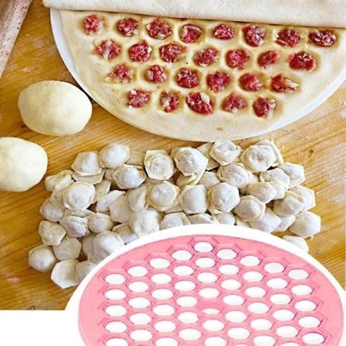 Biyomak® 61 Bölmeli Petek Şekilli Pratik Mantı Kesici  Açma Kalıbı Mantımatik