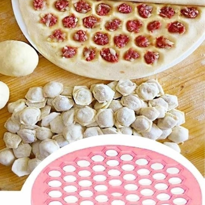 Biyomak® 61 Bölmeli Petek Şekilli Pratik Mantı Kesici  Açma Kalıbı Mantımatik