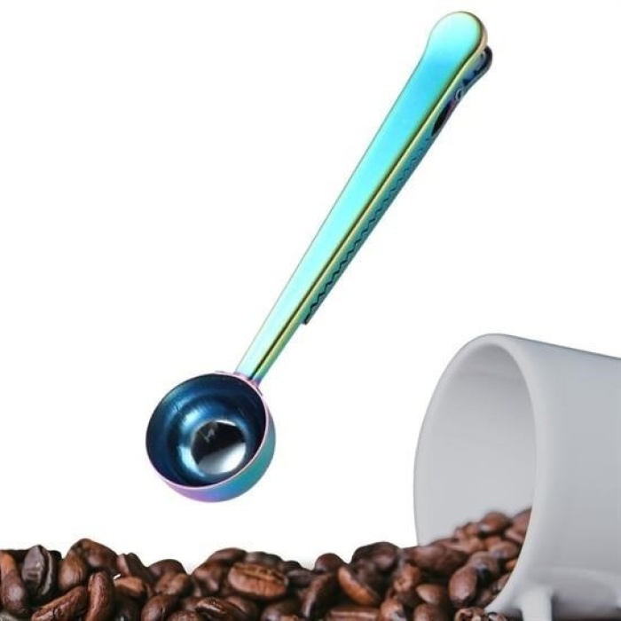 Biyomak® Mandallı Kahve Ölçü Kaşığı Renkli Çok Fonksiyonlu Paslanmaz Çelik Kaşık
