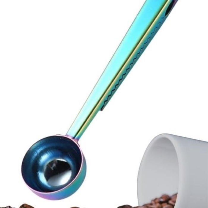 Biyomak® Mandallı Kahve Ölçü Kaşığı Renkli Çok Fonksiyonlu Paslanmaz Çelik Kaşık