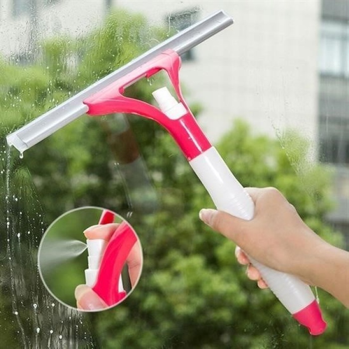 Biyomak® Pratik Spreyli Cam Sil Pencere Ayna Tezgah Duşakabin Temizleyici Püskürtmeli Silme Aparatı