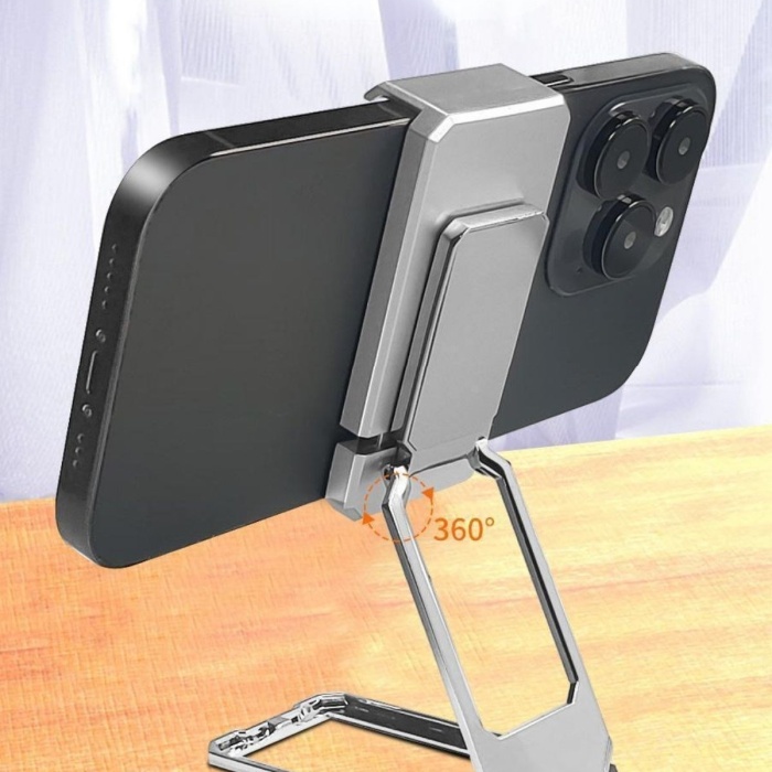 Biyomak® 360 derece Dönen Tüm Telefon Tipleri İle Uyumlu Metal Telefon Standı Braket