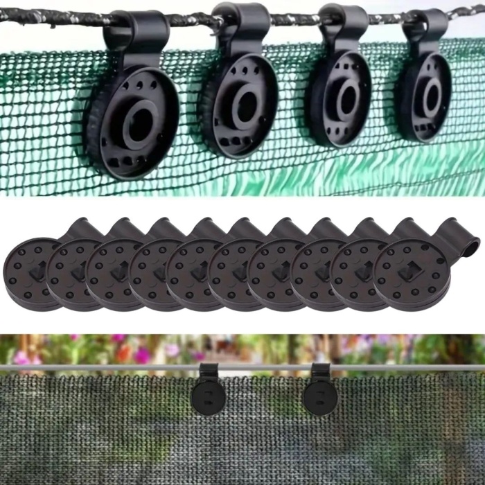 10 Adet Güneşlik Filesi Sabitleme Klipsleri Gölgelik Bezi ve Brandalar İçin Dayanıklı Plastik Kelepçe Kancaları