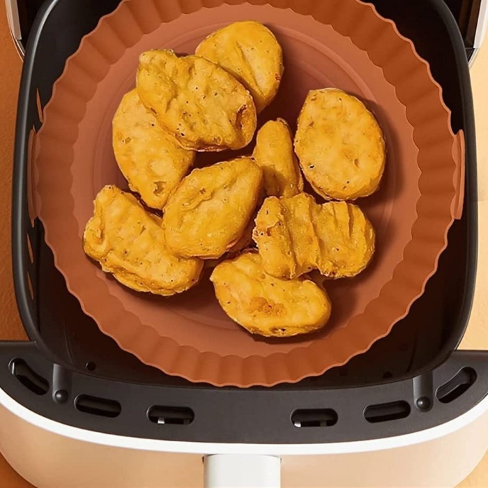 Biyomak® Renkli Isıya Dayanıklı Yıkanılabilir Silikon Fırın Ve Airfryer Yuvarlak Model Pişirme Matı 20 Cm