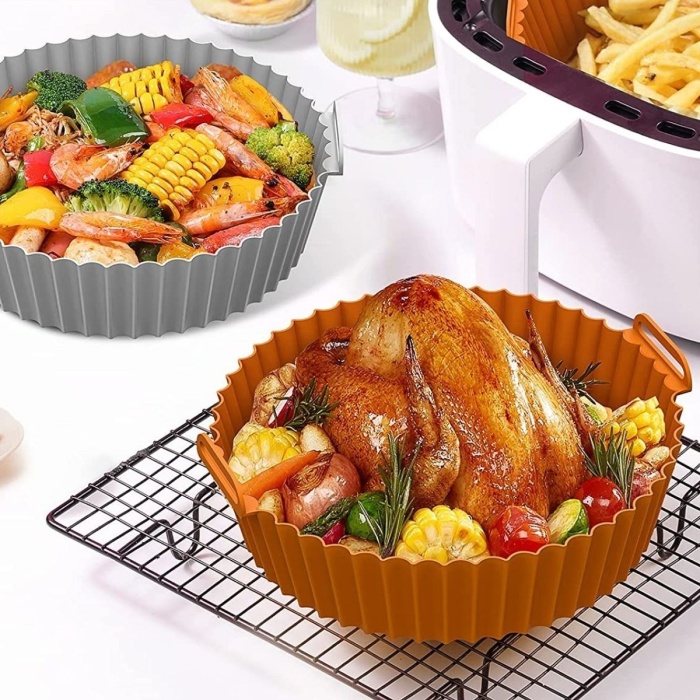 Biyomak® Renkli Isıya Dayanıklı Yıkanılabilir Silikon Fırın Ve Airfryer Yuvarlak Model Pişirme Matı 20 Cm