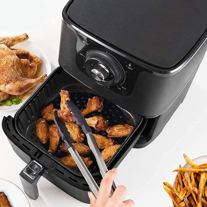 Biyomak® Siyah Isıya Dayanıklı Yıkanılabilir Silikon Fırın Ve Airfryer Yuvarlak Model Pişirme Matı 23 Cm