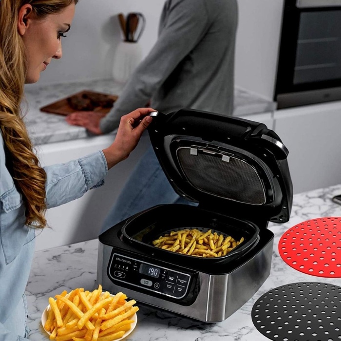Biyomak® Siyah Isıya Dayanıklı Yıkanılabilir Silikon Fırın Ve Airfryer Yuvarlak Model Pişirme Matı 23 Cm