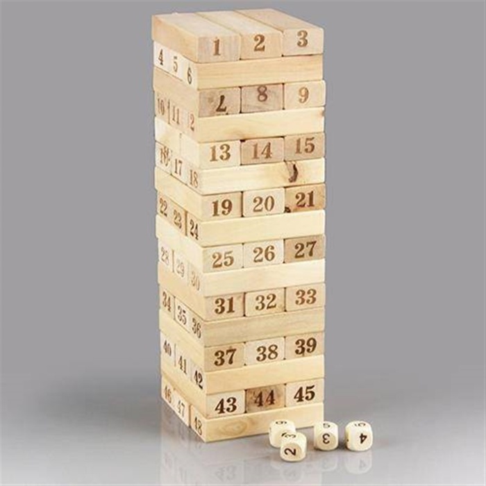 ® 54 Parça Numarasız Zarsız Ahşap Blok Denge Beceri Oyunu