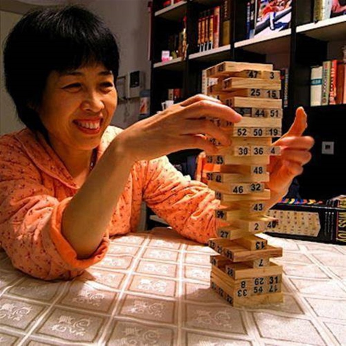 ® 54 Parça Numarasız Zarsız Ahşap Blok Denge Beceri Oyunu