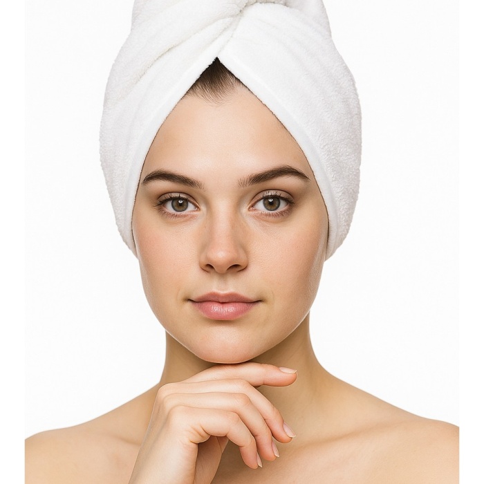 ® Düğme Lastikli Havlu Bone Saç Bone Pamuklu Saç Bone Bukle Baş Havlusu Saç Kurutma Bonesi