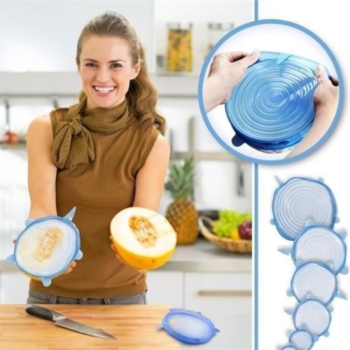 Biyomak® Saklama Silikon 6 Boy Yuvarlak Streç Kapak Koruyucu Taze Gıda Bone