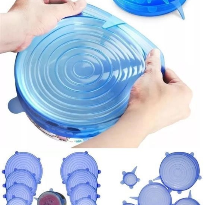 Biyomak® Saklama Silikon 6 Boy Yuvarlak Streç Kapak Koruyucu Taze Gıda Bone