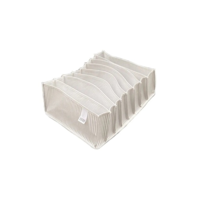 Biyomak® 11 Gözlü Katlanabilir Çekmece İçi Akordiyon Organizer Small Gri Beyaz Çizgili Model
