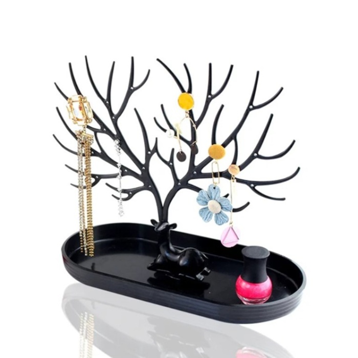Takı Kolye Teşhir Stand Küpe Kolye Boynuz Hediye Ağacı Siyah