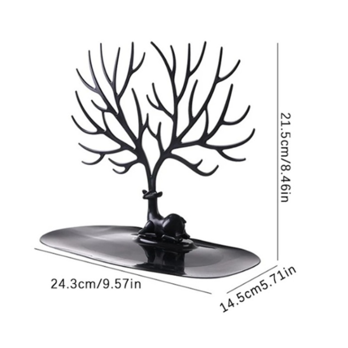 Takı Kolye Teşhir Stand Küpe Kolye Boynuz Hediye Ağacı Siyah