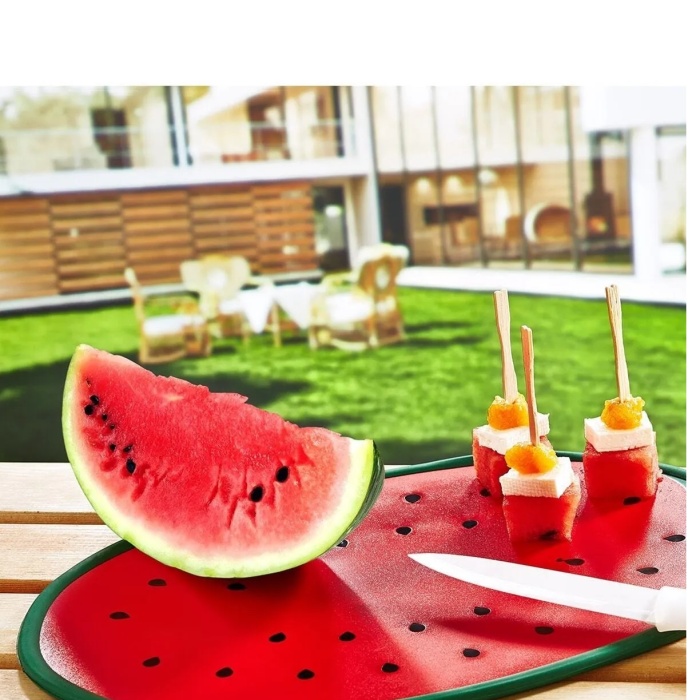 Biyomak® Karpuz Figürlü Kaydırmaz Kesme Tahtası Doğrama Panosu
