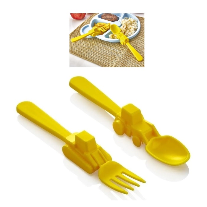 Biyomak® Figürlü Mama Çatal Kaşık Seti - Sarı