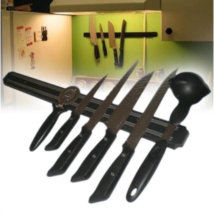 Biyomak® Mıknatıslı Paslanmaz Duvar Bıçak Askısı Standı 55 Cm Aparat