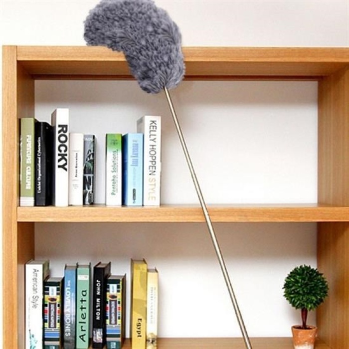 Biyomak®  140 Cm Teleskopik Uzatılabilir Mikrofiber Yumuşak Başlıklı Gri Toz Alma Fırçası  Toz Püskülü