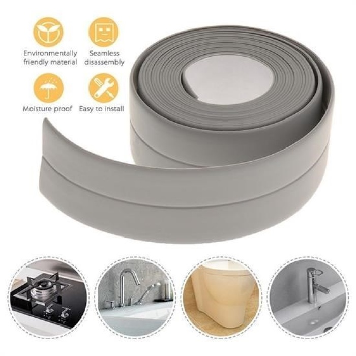 Biyomak® Gri Su Sızdırmaz  Banyo Mutfak Lavabo Küvet İzolasyon Şerit Bant
