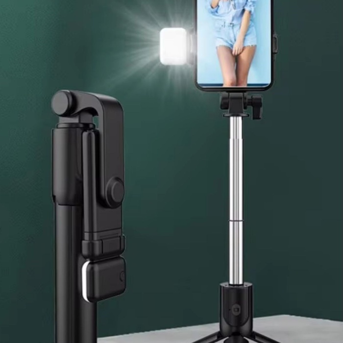 Biyomak® Kendiliğinden LED Işıklı Kumandalı Uzayabilen Selfie Çubuğu Masa Üstü Tripod