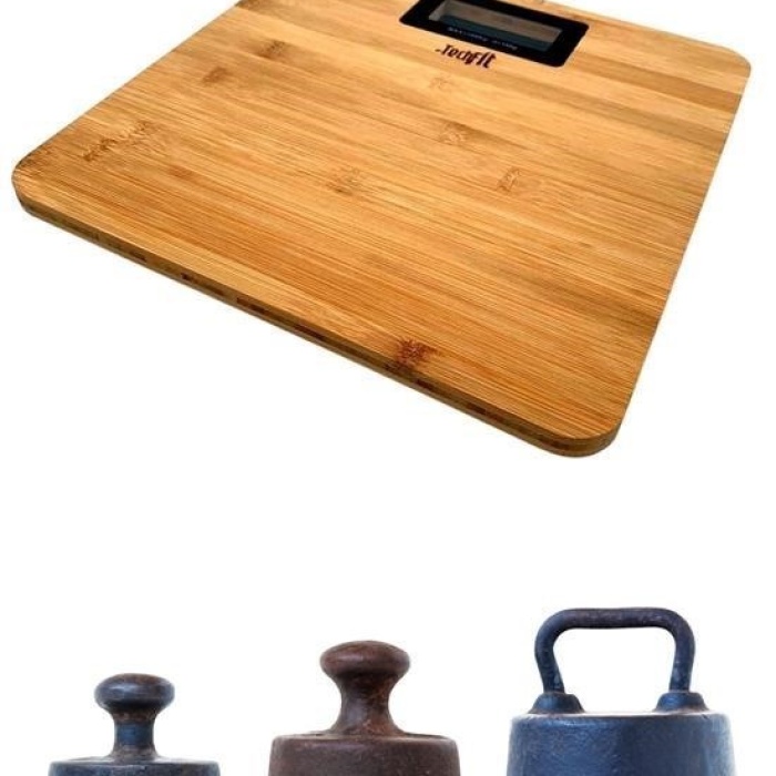 Biyomak® Techfit Bambu Banyo Baskülü Yüksek Hassasiyetli Darbelere Dijital Dayanıklı Terazi Tf 1065 M