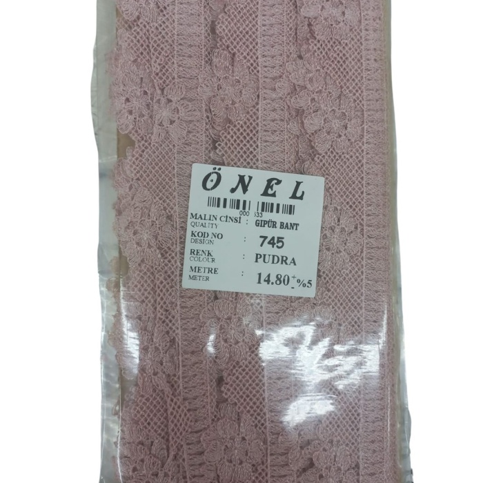 ® Dantel Polyester Güpür Bant Pudra 14,80 Metre En 3 cm ON-745-PU