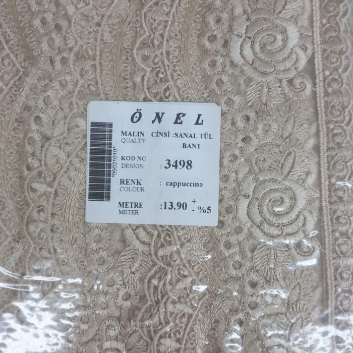 ® Dantel Polyester Sanal Tül Bant Cappucino 13,90 Metre En 6 cm ON-3498-C