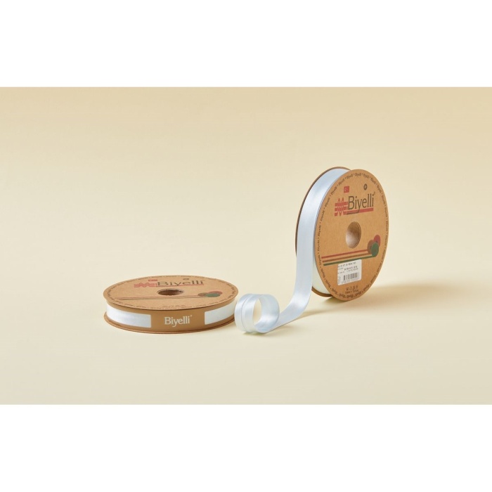 Biyomak® Biye Saten Katlı 003 Açık Mavi 2 cm 25 Metre %100 Polyester