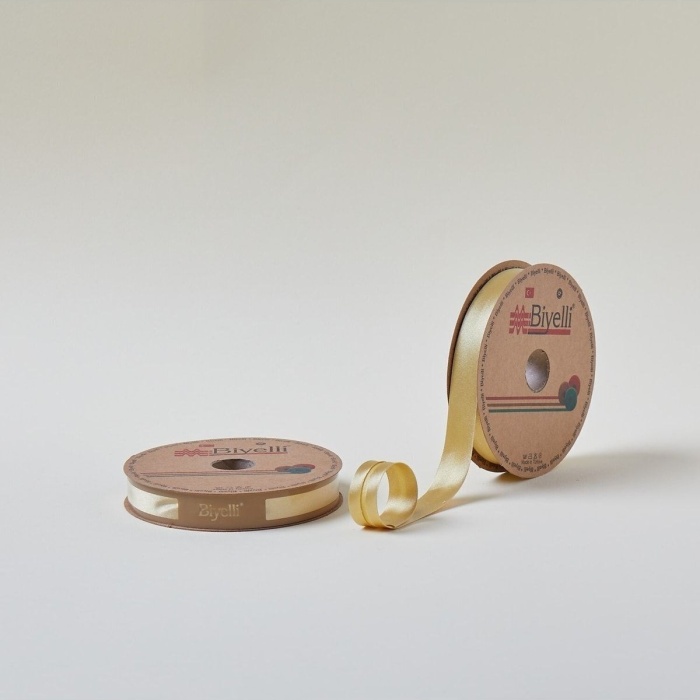 Biyomak® Biye Saten Katlı 055 Gold 2 cm 25 Metre %100 Polyester