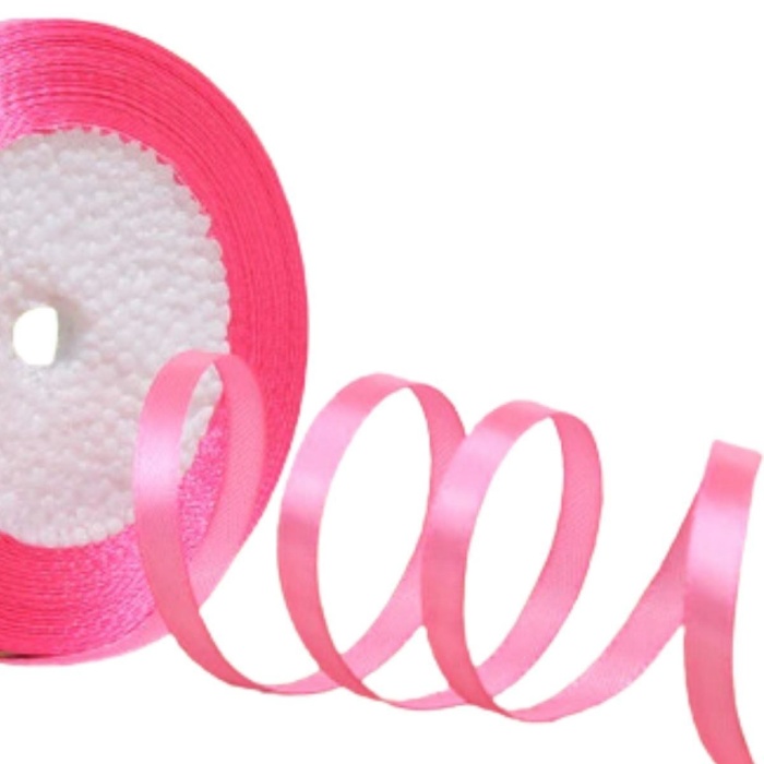 ® Saten Kurdele 6 mm Şeker Pembe 10 Metre