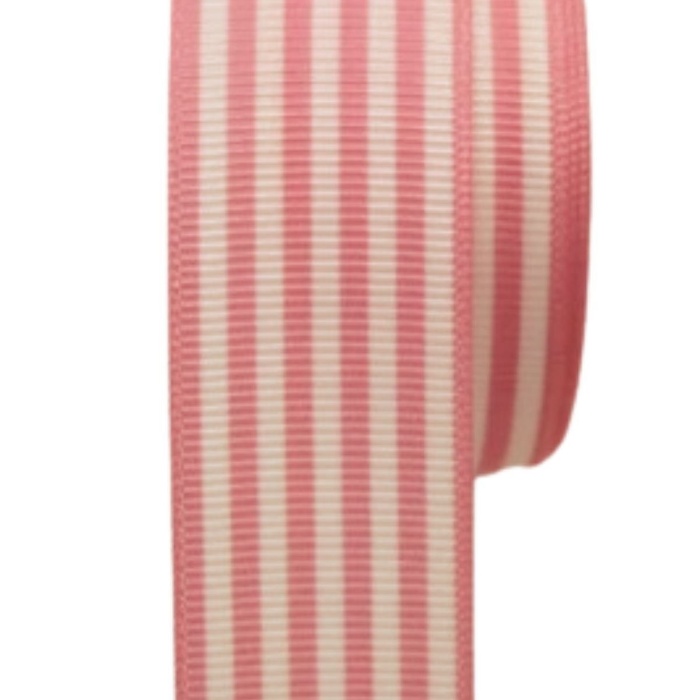 ® Tafta Çizgi Desen Kurdele 25 mm Pudra 5 Metre