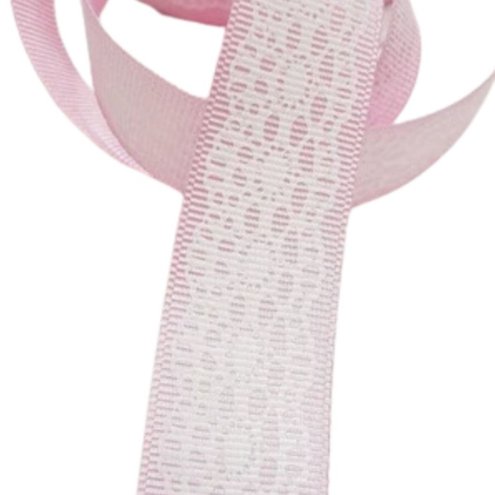 ® Tafta Dantel Görünümlü Kurdele Pembe 25 mm 2 Metre