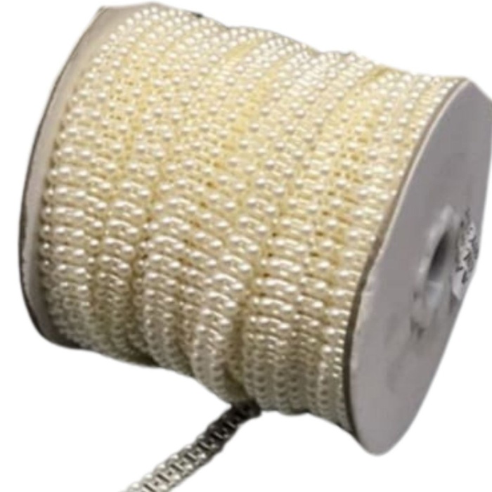 Biyomak® Dikilebilir Sıralı İnci En 1 cm Krem 5 Metre