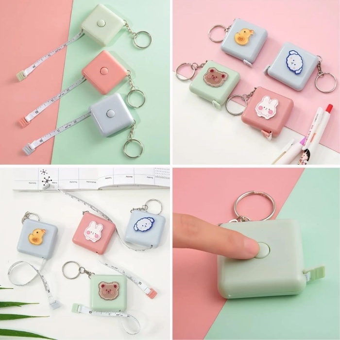 Biyomak® Biyomak®  Sevimli Yumuşak Stickerli 150 cm Uzunluğunda Pratik Taşınabilir Çanta Boy Anahtarlıklı Mezura