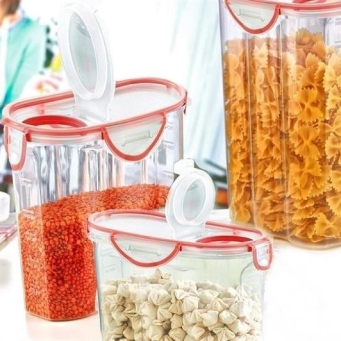 ®  Kilitli Kapaklı Contalı Hava,Su Sıvı Geçirmez 2,4 Litre Erzak Saklama Kabı-SA590